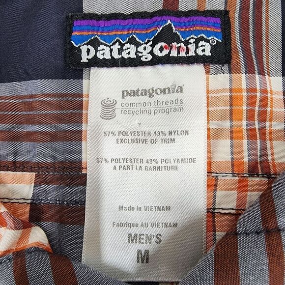 Patagonia El Ray Short Sleeve Plaid Snap Button Up Shirt Gray Orange Men’s M - Picture 3 of 5